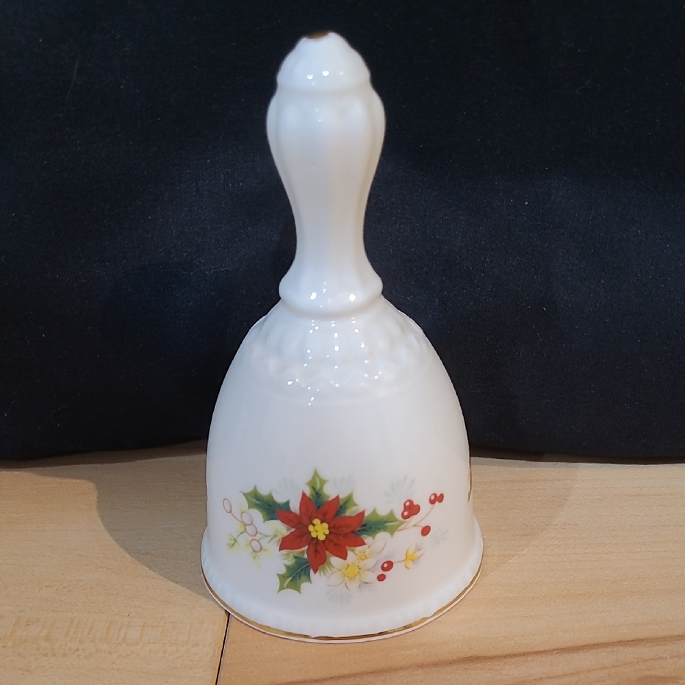 2/$20 Royal Albert Poinsettia White Bell with Red Floral Design